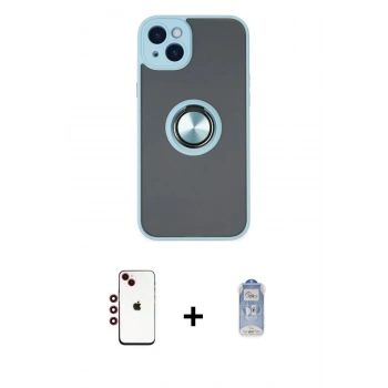 MARSİLYAN™- iPhone 14 Kılıf Yörünge Çizgi - Siyah Joko Magic 5D Cam + Shine Kamera Lens - KI