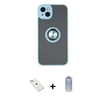 MARSİLYAN™- iPhone 14 Kılıf Yörünge Çizgi - Siyah Joko Magic 5D Cam + Diamond Kamera Lens - PE