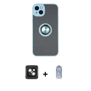 MARSİLYAN™- iPhone 14 Kılıf Yörünge Çizgi - Siyah Joko Magic 5D Cam + PVD Metal Kamera Lens - PE