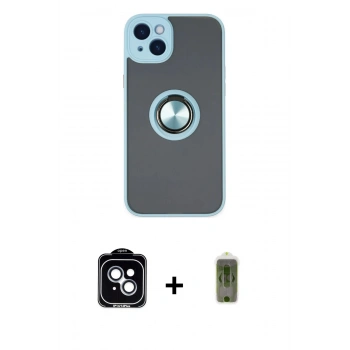 MARSİLYAN™- iPhone 14 Kılıf Yörünge Çizgi - Siyah Joko Magic 5D Hayalet Cam + PVD Metal Kamera Lens - MI