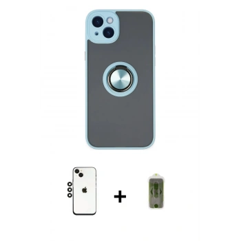 MARSİLYAN™- iPhone 14 Kılıf Yörünge Çizgi - Siyah Joko Magic 5D Hayalet Cam + Shine Kamera Lens - SH
