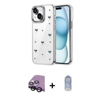 MARSİLYAN™- iPhone 14 Kılıf Yörünge Form - Siyah Joko Magic 5D Cam + Raze Metal Kamera Lens - SH
