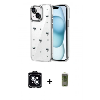 MARSİLYAN™- iPhone 14 Kılıf Yörünge Form - Siyah Joko Magic 5D Hayalet Cam + PVD Metal Kamera Lens - MI