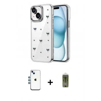 MARSİLYAN™- iPhone 14 Kılıf Yörünge Form - Siyah Joko Magic 5D Hayalet Cam + Shine Kamera Lens - MI