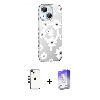 MARSİLYAN™- iPhone 14 Kılıf Yörünge Işık Prime - Siyah Bilvis 5in1 3D Magic Cam Ekran Koruyucu + Shine Kamera Lens - GI