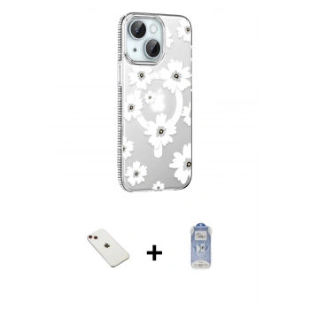 MARSİLYAN™- iPhone 14 Kılıf Yörünge Işık Prime - Siyah Joko Magic 5D Cam + Diamond Kamera Lens - KI