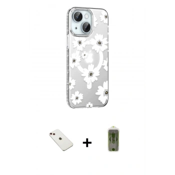 MARSİLYAN™- iPhone 14 Kılıf Yörünge Işık Prime - Siyah Joko Magic 5D Hayalet Cam + Diamond Kamera Lens - KI