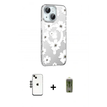 MARSİLYAN™- iPhone 14 Kılıf Yörünge Işık Prime - Siyah Joko Magic 5D Hayalet Cam + Shine Kamera Lens - SH