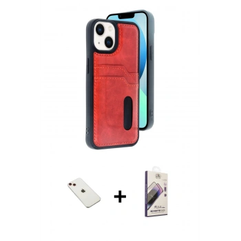 MARSİLYAN™- iPhone 14 Kılıf Yörünge Işık Serisi - Siyah Bilvis 3D Mat Cam Ekran Koruyucu + Diamond Kamera Lens - KI