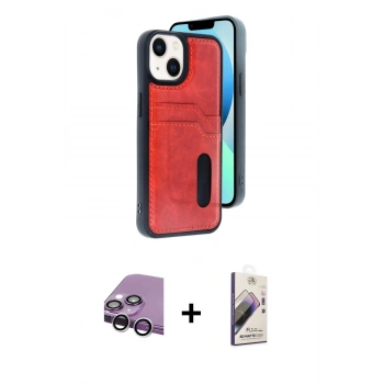 MARSİLYAN™- iPhone 14 Kılıf Yörünge Işık Serisi - Siyah Bilvis 3D Mat Cam Ekran Koruyucu + Raze Metal Kamera Lens - GS