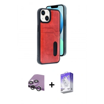 MARSİLYAN™- iPhone 14 Kılıf Yörünge Işık Serisi - Siyah Bilvis 5in1 3D Magic Cam Ekran Koruyucu + Raze Metal Kamera Lens - GS