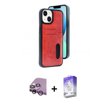 MARSİLYAN™- iPhone 14 Kılıf Yörünge Işık Serisi - Siyah Bilvis 5in1 3D Magic Cam Ekran Koruyucu + Raze Metal Kamera Lens - MR