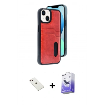 MARSİLYAN™- iPhone 14 Kılıf Yörünge Işık Serisi - Siyah Bilvis 5in1 5D Magic Hayalet Cam Ekran Koruyucu + Diamond Kamera Lens - PE