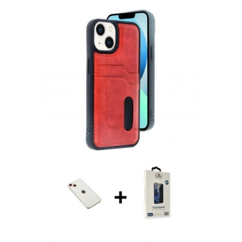 MARSİLYAN™- iPhone 14 Kılıf Yörünge Işık Serisi - Siyah Bilvis Hayalet Cam Ekran Koruyucu + Diamond Kamera Lens - KI