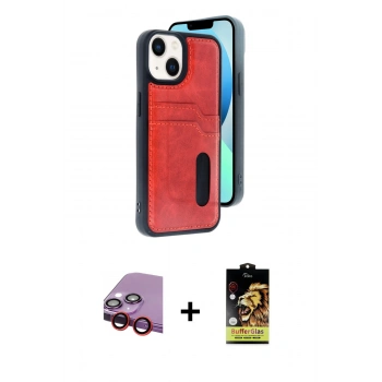 MARSİLYAN™- iPhone 14 Kılıf Yörünge Işık Serisi - Siyah Buffer Cam Ekran Koruyucu + Raze Metal Kamera Lens - KI