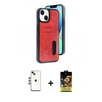 MARSİLYAN™- iPhone 14 Kılıf Yörünge Işık Serisi - Siyah Buffer Cam Ekran Koruyucu + Shine Kamera Lens - GD
