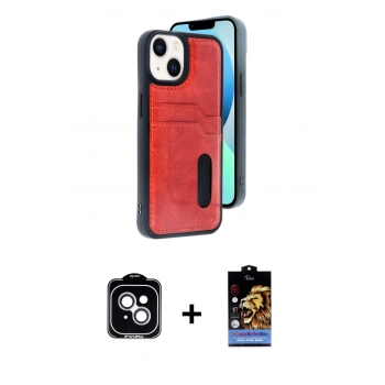 MARSİLYAN™- iPhone 14 Kılıf Yörünge Işık Serisi - Siyah Buffer Hayalet Cam Ekran Koruyucu + PVD Metal Kamera Lens - GS
