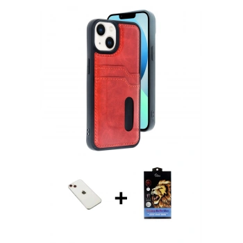 MARSİLYAN™- iPhone 14 Kılıf Yörünge Işık Serisi - Siyah Buffer Hayalet Cam Ekran Koruyucu + Diamond Kamera Lens - KI