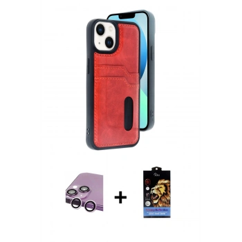 MARSİLYAN™- iPhone 14 Kılıf Yörünge Işık Serisi - Siyah Buffer Hayalet Cam Ekran Koruyucu + Raze Metal Kamera Lens - MR