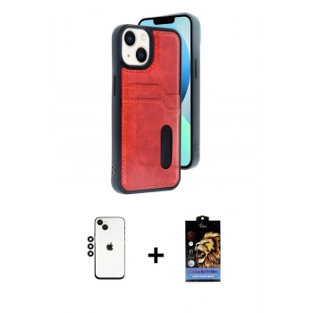 MARSİLYAN™- iPhone 14 Kılıf Yörünge Işık Serisi - Siyah Buffer Hayalet Cam Ekran Koruyucu + Shine Kamera Lens - SH