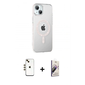 MARSİLYAN™- iPhone 14 Kılıf Yörünge Koleksiyonu - Siyah Bilvis 3D Mat Cam Ekran Koruyucu + Shine Kamera Lens - GD