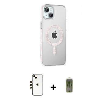 MARSİLYAN™- iPhone 14 Kılıf Yörünge Koleksiyonu - Siyah Joko Magic 5D Hayalet Cam + Shine Kamera Lens - GD