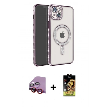 MARSİLYAN™- iPhone 14 Kılıf Zirve Doku Prime - Siyah Buffer Cam Ekran Koruyucu + Raze Metal Kamera Lens - KI