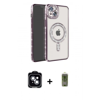 MARSİLYAN™- iPhone 14 Kılıf Zirve Doku Prime - Siyah Joko Magic 5D Hayalet Cam + PVD Metal Kamera Lens - MI
