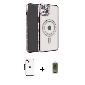 MARSİLYAN™- iPhone 14 Kılıf Zirve Doku Prime - Siyah Joko Magic 5D Hayalet Cam + Shine Kamera Lens - SH