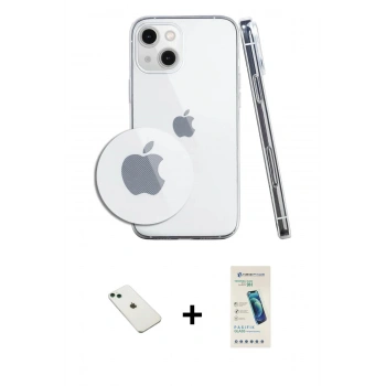 MARSİLYAN™- iPhone 14 Kılıf Zirve Doku - Şeffaf Pasifik Cam Ekran Koruyucu + Diamond Kamera Lens - YL
