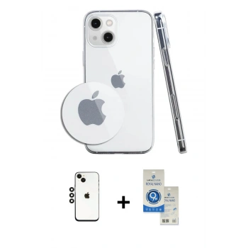 MARSİLYAN™- iPhone 14 Kılıf Zirve Doku - Şeffaf Royal Nano Ekran Koruyucu + Shine Kamera Lens - SH