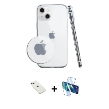 MARSİLYAN™- iPhone 14 Kılıf Zirve Doku - Siyah 3D Antistatik Cam Ekran Koruyucu + Diamond Kamera Lens - YL