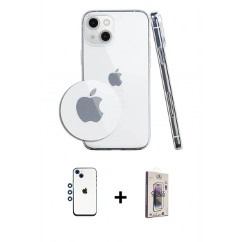 MARSİLYAN™- iPhone 14 Kılıf Zirve Doku - Siyah Bilvis 3D Cam Ekran Koruyucu + Shine Kamera Lens - MI