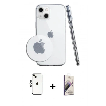 MARSİLYAN™- iPhone 14 Kılıf Zirve Doku - Siyah Bilvis 3D Mat Cam Ekran Koruyucu + Shine Kamera Lens - SH