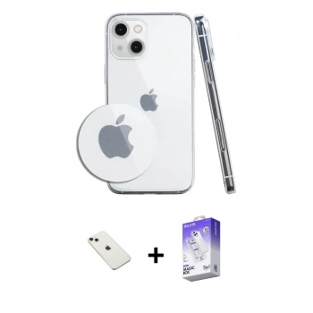 MARSİLYAN™- iPhone 14 Kılıf Zirve Doku - Siyah Bilvis 5in1 3D Magic Cam Ekran Koruyucu + Diamond Kamera Lens - KI