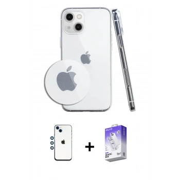 MARSİLYAN™- iPhone 14 Kılıf Zirve Doku - Siyah Bilvis 5in1 3D Magic Cam Ekran Koruyucu + Shine Kamera Lens - MI