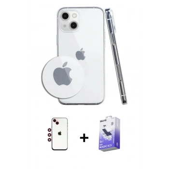 MARSİLYAN™- iPhone 14 Kılıf Zirve Doku - Siyah Bilvis 5in1 5D Magic Hayalet Cam Ekran Koruyucu + Shine Kamera Lens - KI