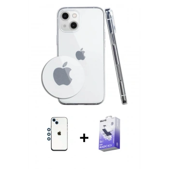 MARSİLYAN™- iPhone 14 Kılıf Zirve Doku - Siyah Bilvis 5in1 5D Magic Hayalet Cam Ekran Koruyucu + Shine Kamera Lens - MI