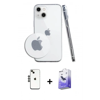 MARSİLYAN™- iPhone 14 Kılıf Zirve Doku - Siyah Bilvis 5in1 5D Magic Hayalet Cam Ekran Koruyucu + Shine Kamera Lens - SH