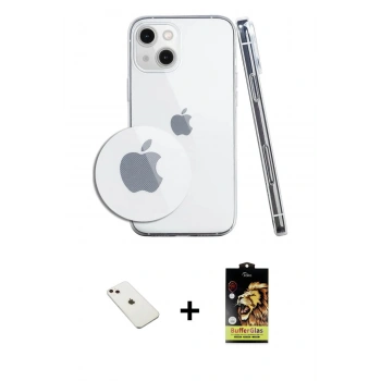 MARSİLYAN™- iPhone 14 Kılıf Zirve Doku - Siyah Buffer Cam Ekran Koruyucu + Diamond Kamera Lens - PE