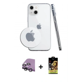 MARSİLYAN™- iPhone 14 Kılıf Zirve Doku - Siyah Buffer Cam Ekran Koruyucu + Raze Metal Kamera Lens - GS