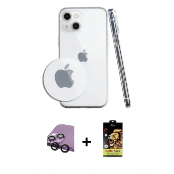MARSİLYAN™- iPhone 14 Kılıf Zirve Doku - Siyah Buffer Cam Ekran Koruyucu + Raze Metal Kamera Lens - SH