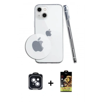 MARSİLYAN™- iPhone 14 Kılıf Zirve Doku - Siyah Buffer Cam Ekran Koruyucu + PVD Metal Kamera Lens - SH