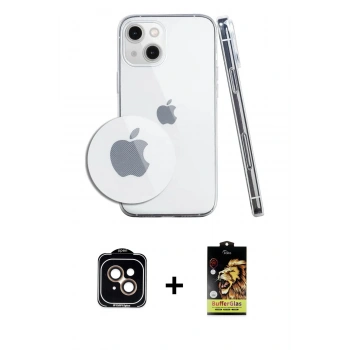 MARSİLYAN™- iPhone 14 Kılıf Zirve Doku - Siyah Buffer Cam Ekran Koruyucu + PVD Metal Kamera Lens - TU