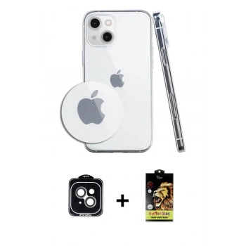MARSİLYAN™- iPhone 14 Kılıf Zirve Doku - Siyah Buffer Cam Ekran Koruyucu + PVD Metal Kamera Lens - YL
