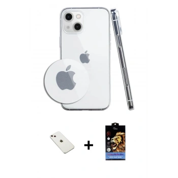 MARSİLYAN™- iPhone 14 Kılıf Zirve Doku - Siyah Buffer Hayalet Cam Ekran Koruyucu + Diamond Kamera Lens - PE
