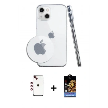 MARSİLYAN™- iPhone 14 Kılıf Zirve Doku - Siyah Buffer Hayalet Cam Ekran Koruyucu + Shine Kamera Lens - KI