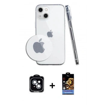 MARSİLYAN™- iPhone 14 Kılıf Zirve Doku - Siyah Buffer Hayalet Cam Ekran Koruyucu + PVD Metal Kamera Lens - MI
