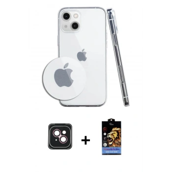MARSİLYAN™- iPhone 14 Kılıf Zirve Doku - Siyah Buffer Hayalet Cam Ekran Koruyucu + PVD Metal Kamera Lens - PE