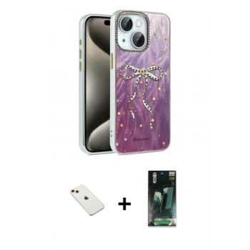 MARSİLYAN™- iPhone 14 Kılıf Zirve Modern Prime - Şeffaf 360 Full Body Arka Koruyucu + Diamond Kamera Lens - KI